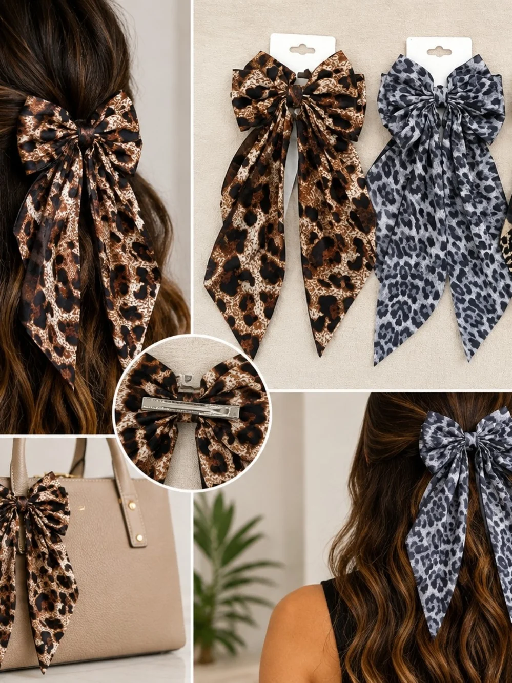 Oversized Leopard Print Bow Hair Clip 🎀🐆